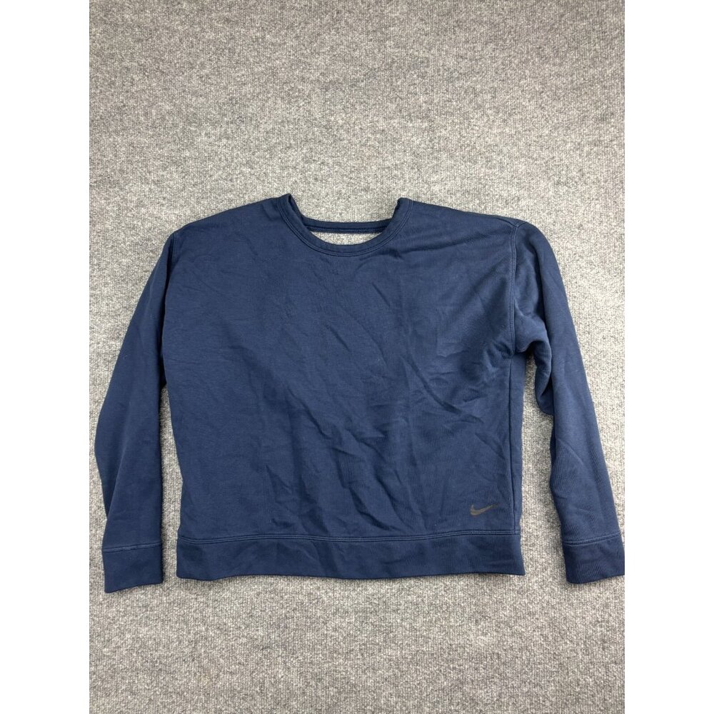 Nike Dri-FIT Sweatshirt Women's‎ Medium Navy Blue Long Sleeve Workout Open Back